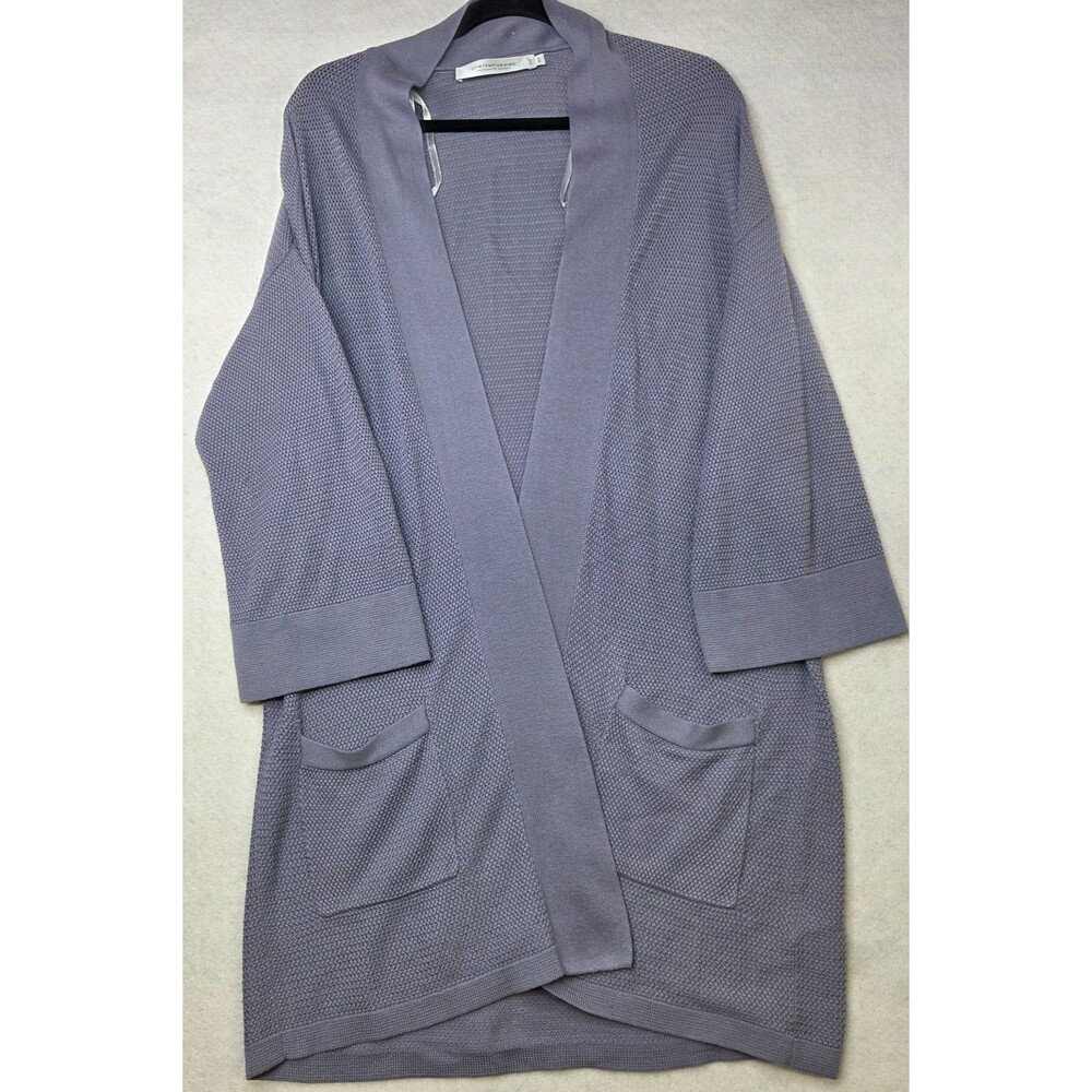 Contemporaine Cardigan Womens Medium Gray Open Front Knit Casual